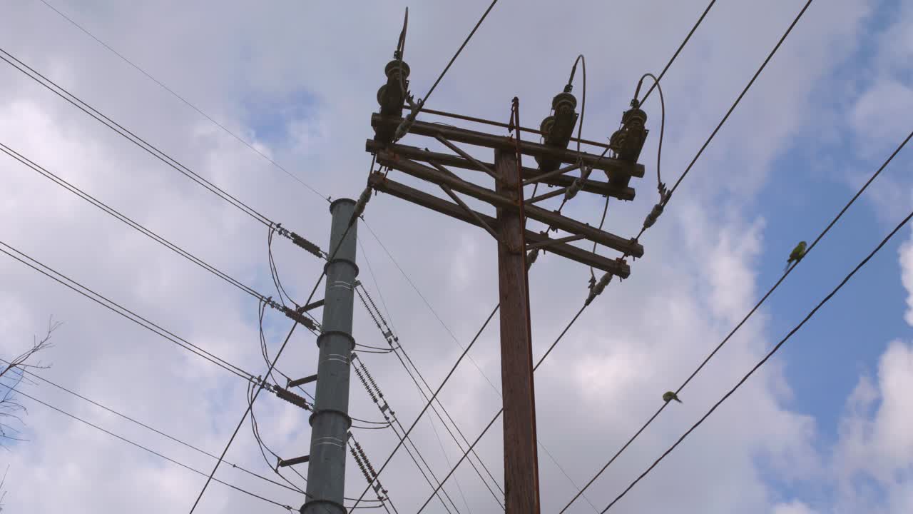 Moody Sky Timelapse Over Power Lines and Utility Pole