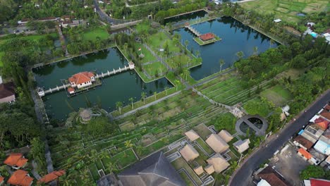 done orbital view of a royal place showing the water feature and landscaped gardens and terraces