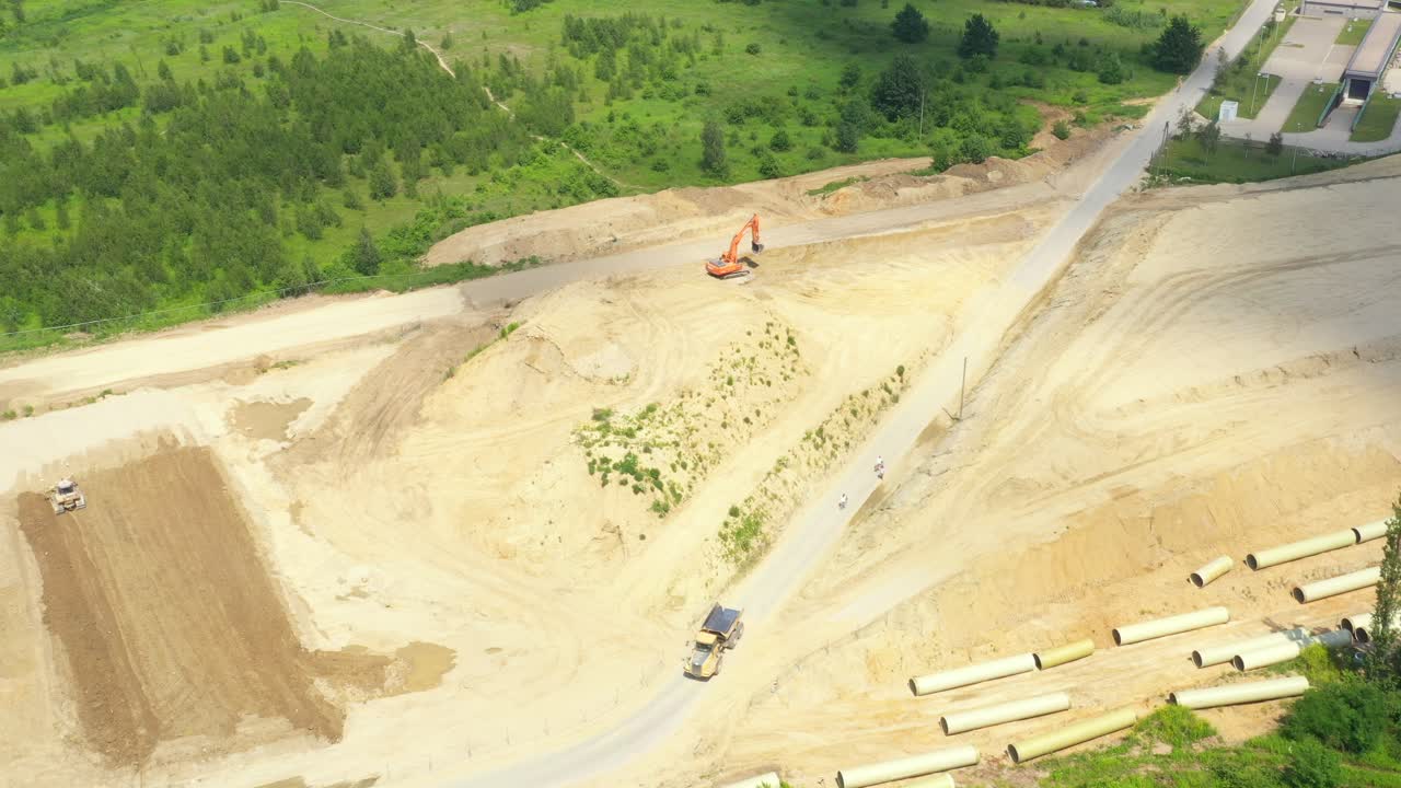 Vista aérea del nuevo sitio de construcción de carreteras