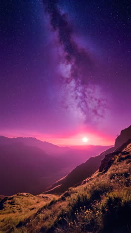 Milky Way Galaxy over Mountain Landscape at Twilight