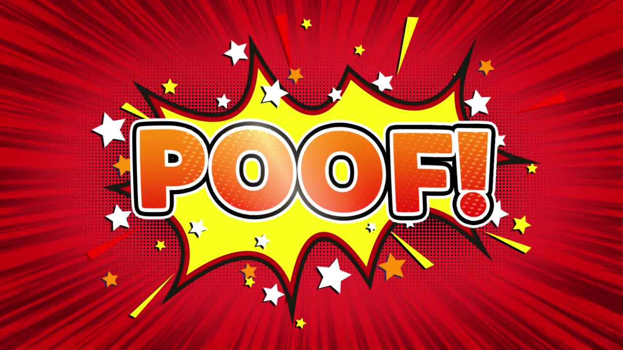 Poof text pop art style expression retro comic bubble expression cartoon illustration isolated flat