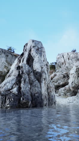 serene rock formation by water