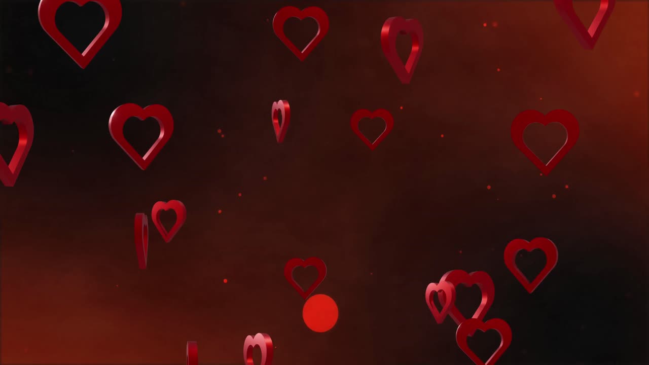 빨간 바탕에 밝은 반점 위에 빨간 심장의 애니메이션