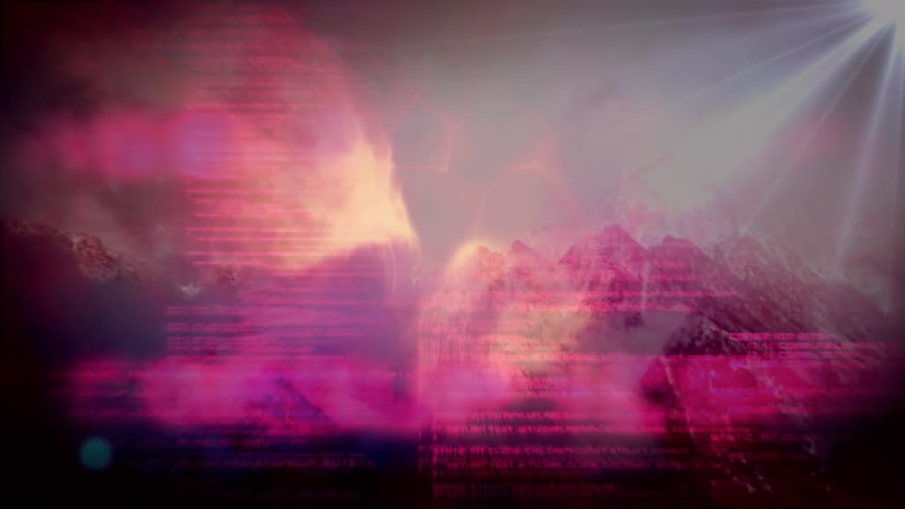 animación del procesamiento de datos sobre las montañas