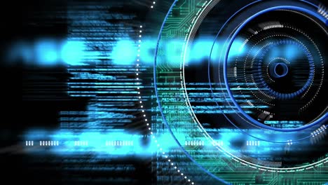 round scanner and data processing against black background