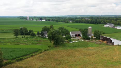 aerial orbit of rural farm in usa