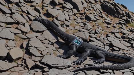 cybernetic lizard on rocky terrain