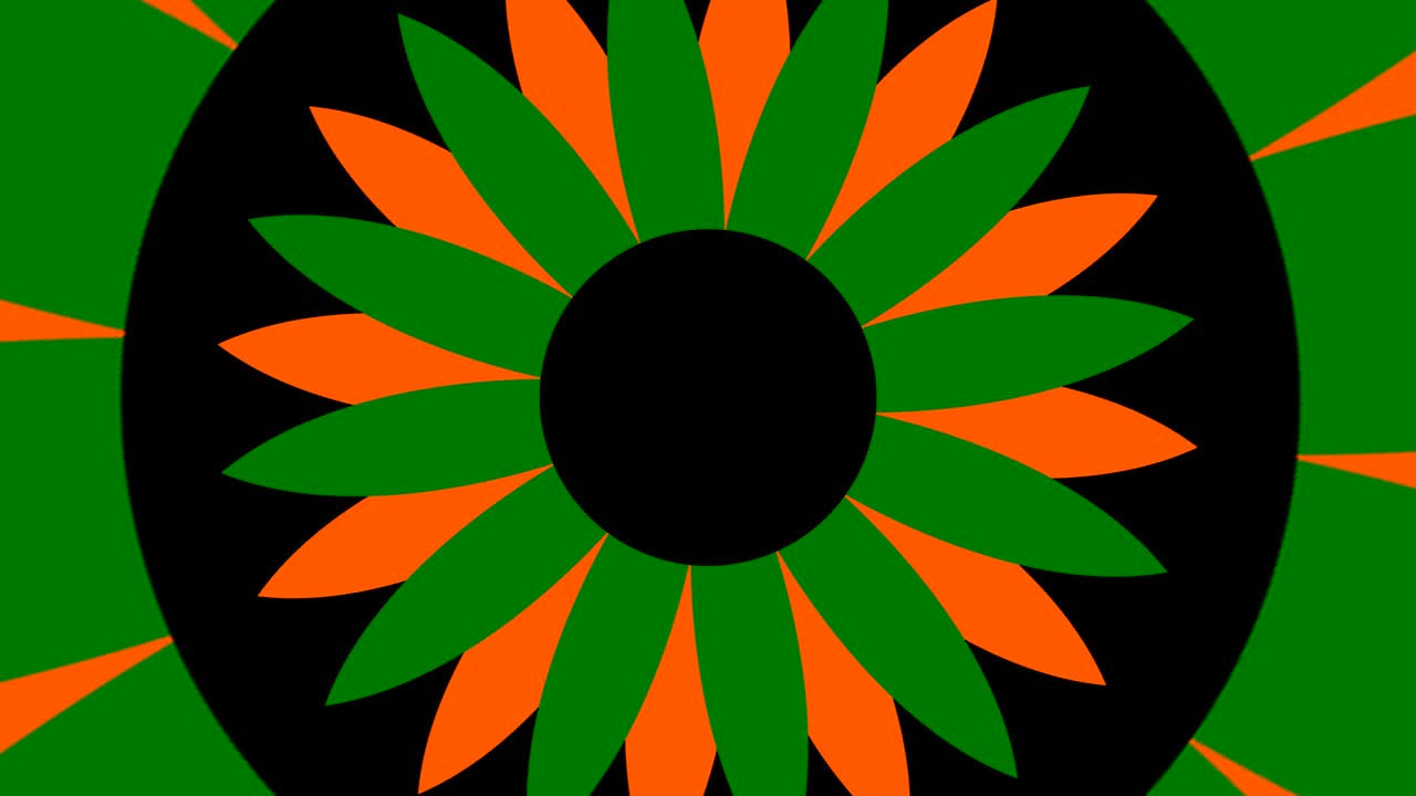 diseño gráfico que gira en el centro y aumenta el tamaño, para cubrir todo el fondo y desaparecer.