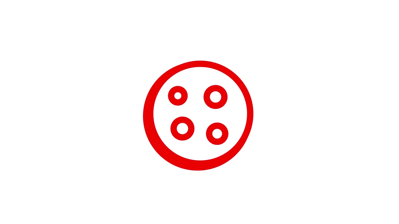 Animated Red Outline Icon of Cookies with a Bite Taken Out