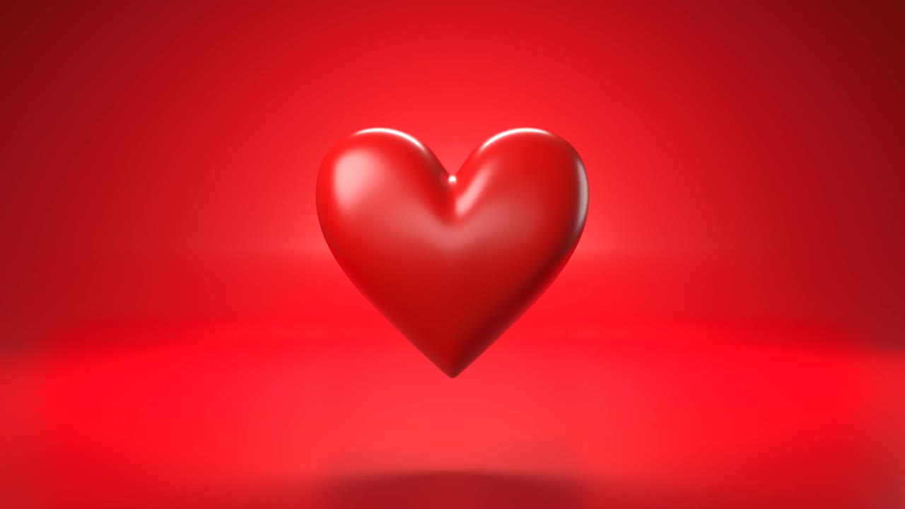 objeto pulsante en forma de corazón rojo sobre fondo rojo.