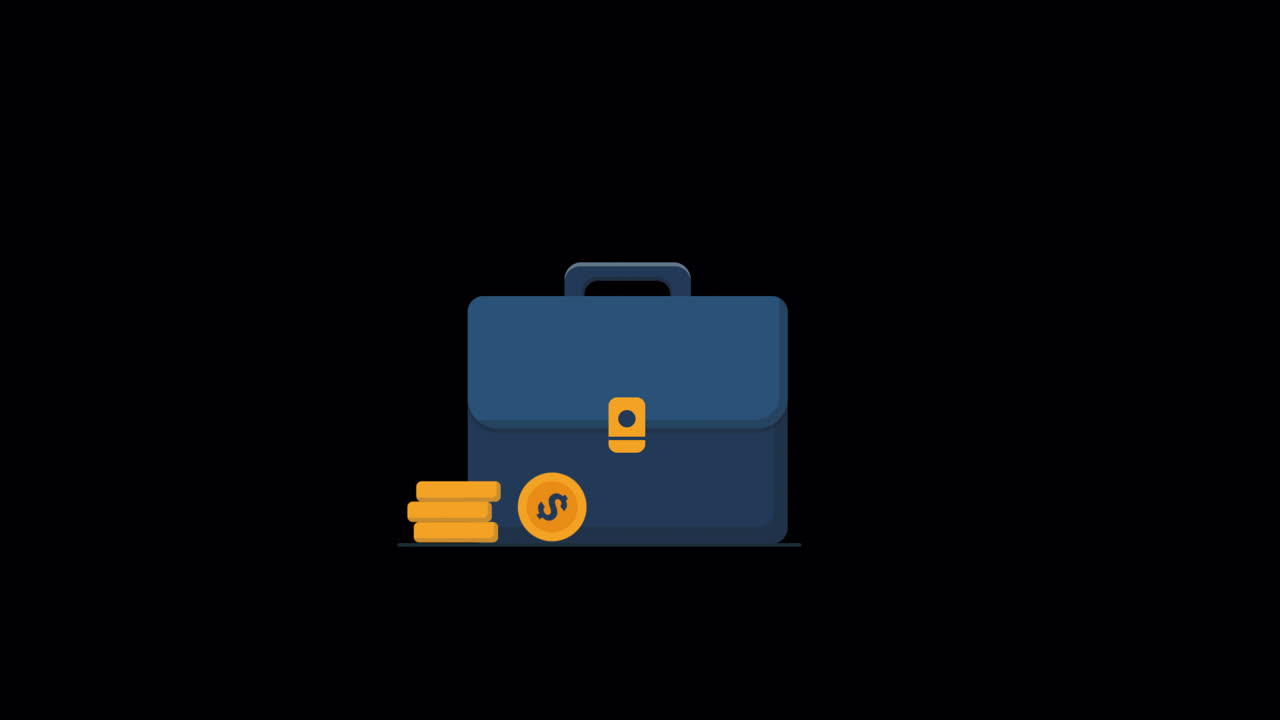 Animated Business Briefcase with Gold Coins