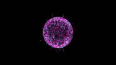 tecnología abstracta esfera púrpura fondo hecho de líneas animadas y puntos, partículas.