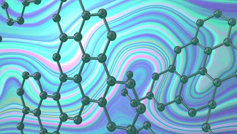 animation of 3d micro of molecules on pastel lines background