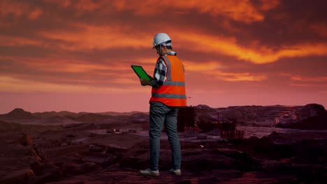 ingeniero de minas al atardecer
