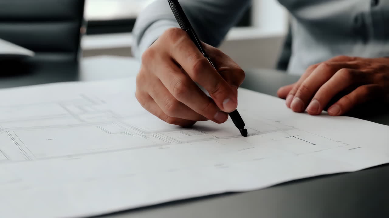 Architect working on floor plan