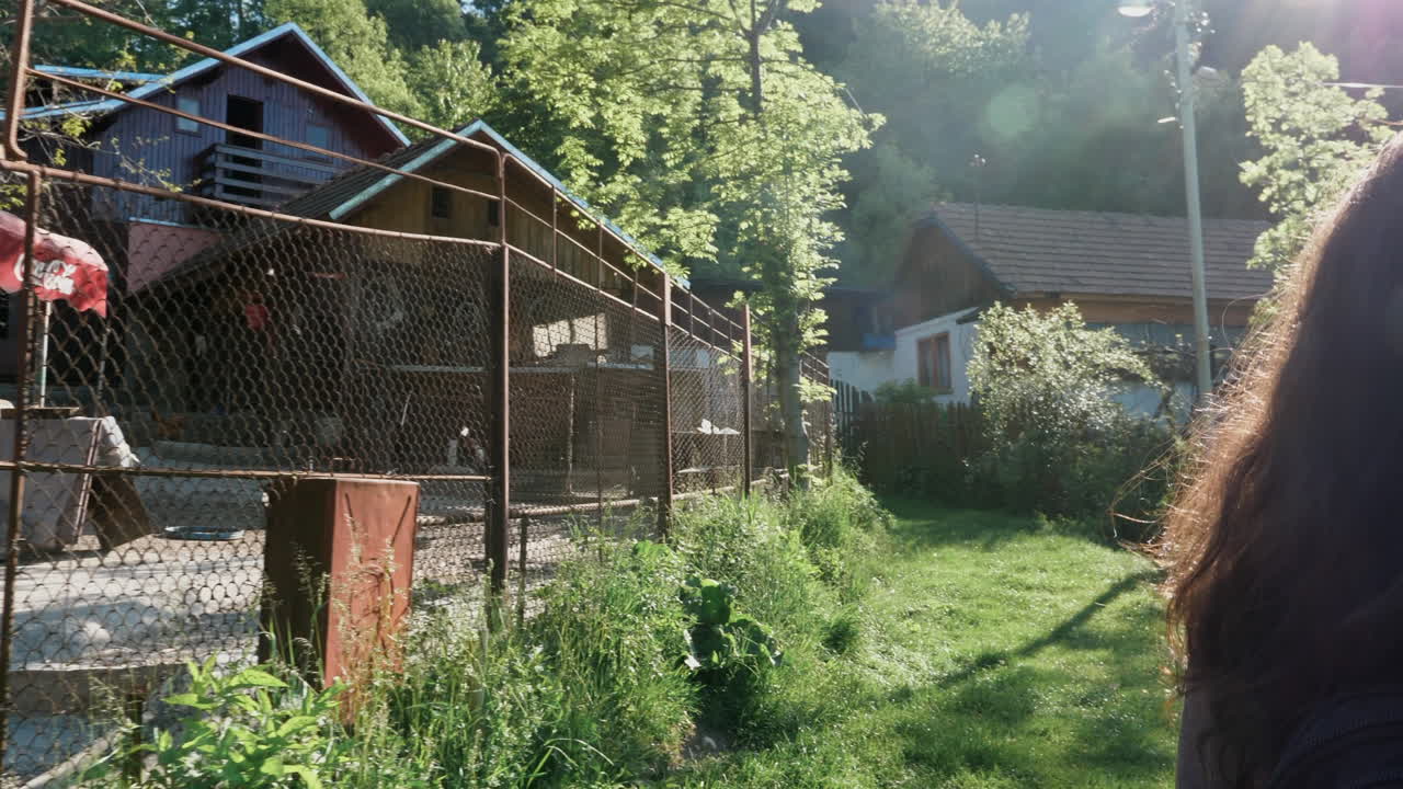 산에서 하이킹하는 여성의 슬로우모션