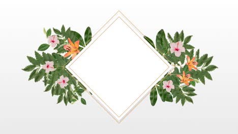 photo frame for copy space with decorative pink and orange flowers