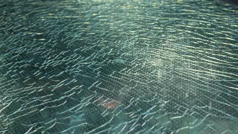 shattered windshield - a close-up view of broken glass