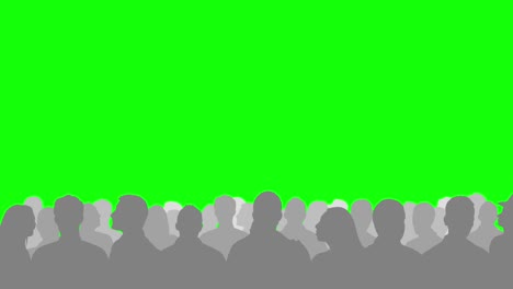 película de animación 4k de multitud con silueta (fondo verde para el uso de la tecla de croma)