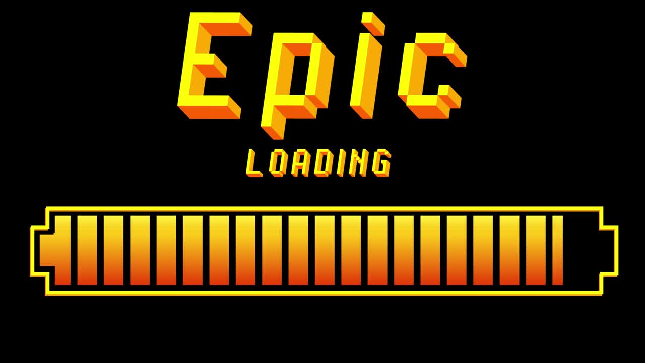 로딩, 다운로드, 업로드 바 표시와 함께 에피크 텍스트