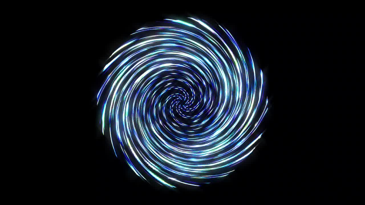 회전하는 원형 선 추상적인 다채로운, 검은색 배경