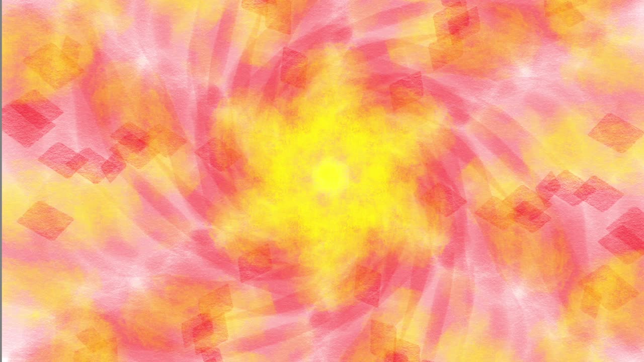 円抽象青,黄色,ピンク,オレンジの白い背景の水彩アニメーション