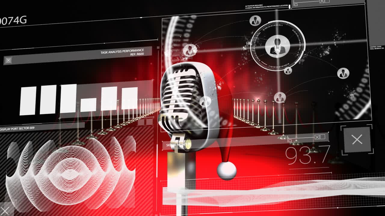 animación de la interfaz digital a través del micrófono en la alfombra roja