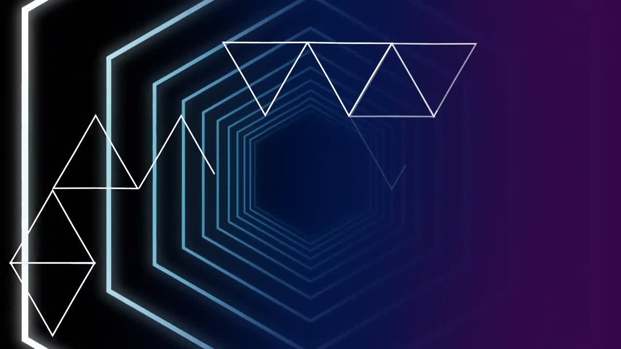 Hexagon shape surrounded by triangles against be color background