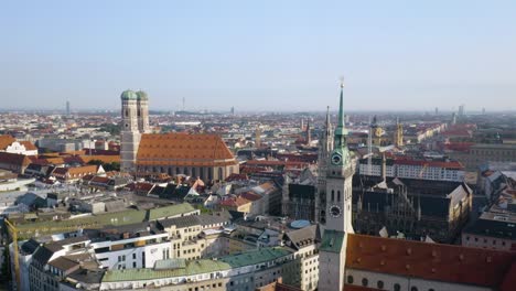 aerial establishing shot of old town in munich, bavaria, germany