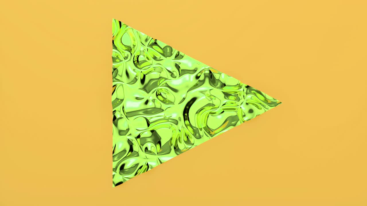 animación en bucle 3d del botón de reproducción en forma de triángulo. superficie ondulada con ondas. textura vibrante de moda, textil de moda, diseño gráfico, textura metálica animada.