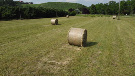 Hay-bale-in-farm-agriculture,-harvest