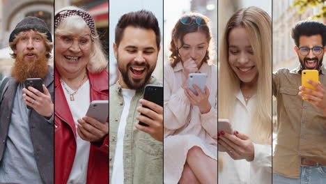 Collage-of-smiling-happy-people-men-women-use-mobile-smartphone-celebrating-win-good-news-play-game