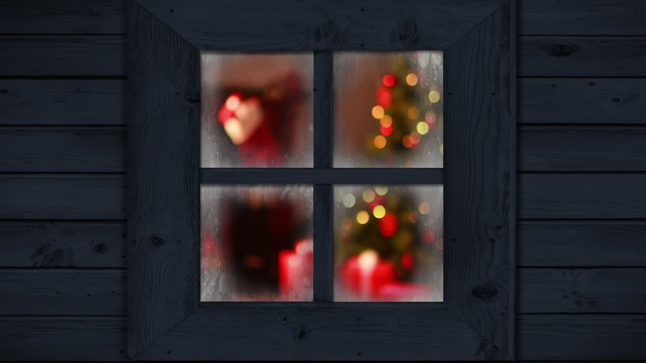 Christmas lights seen through window 4k