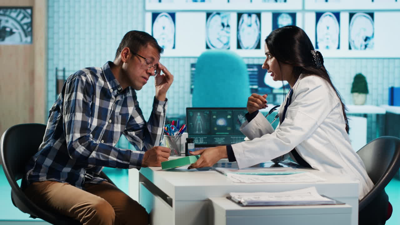 Medical consultation with doctor examining patient