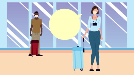 airport passengers waiting with masks