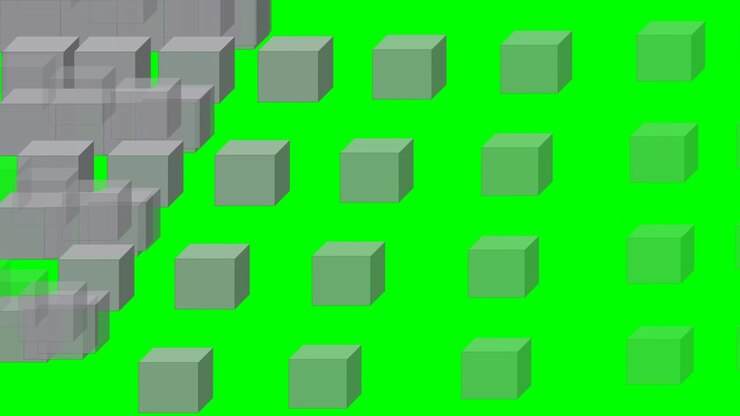 Abstract Animation of Growing Grid of Cubes on Green Screen