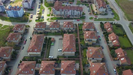 aerial of residential neighbourhood and houses suburb