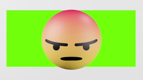 facebook angry emoji reaction button with 3d effect overlay, green screen