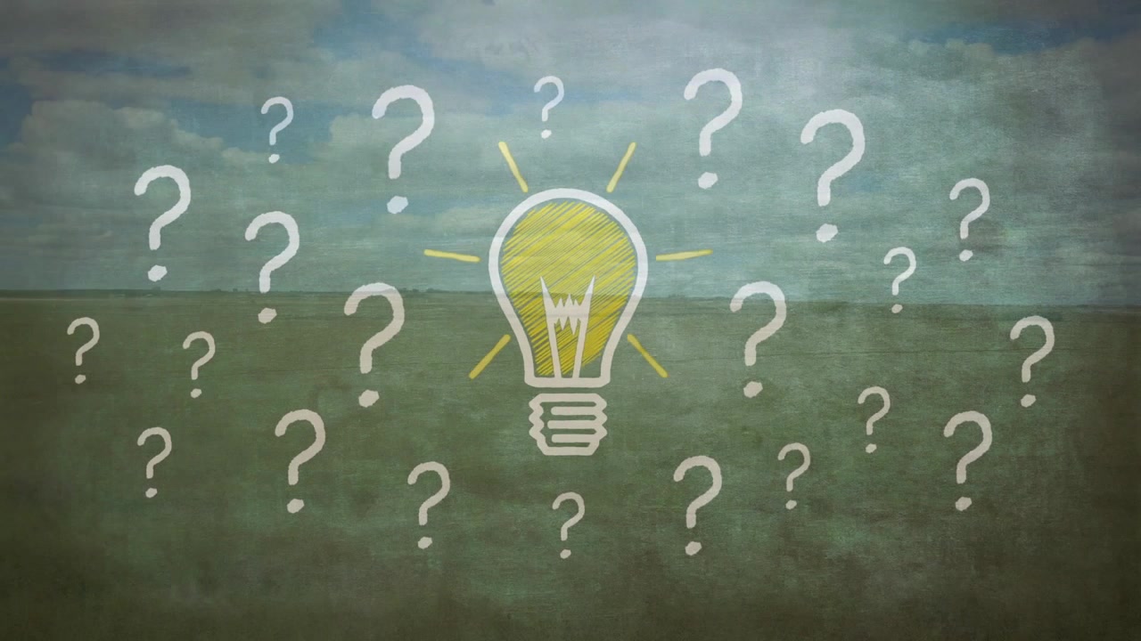 Painted horizon sparking question marks spreading bulb drawing filling yellow lighting showing idea