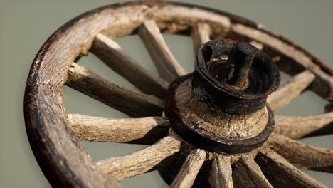 handmade rustic vintage wooden wheel used in medieval wagons