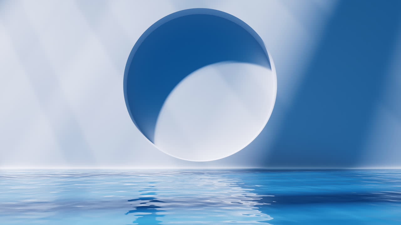 내부에 물이 있는 밝은 방, 3d 렌더링