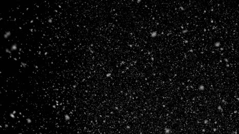 la nieve cae sobre un fondo negro. la nieve es un bucle sin costuras. 4k