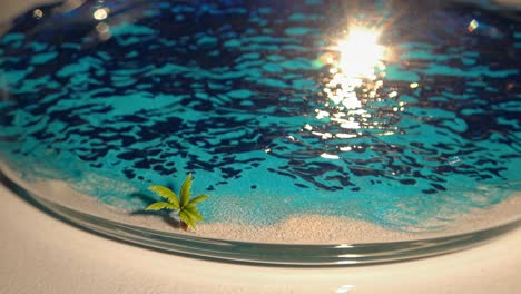 miniature beach scene in glass bowl