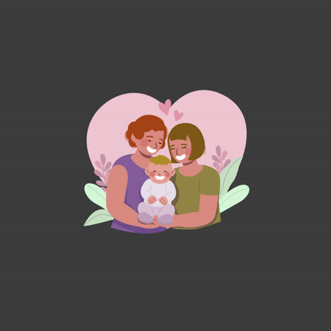 happy same-sex couple with baby