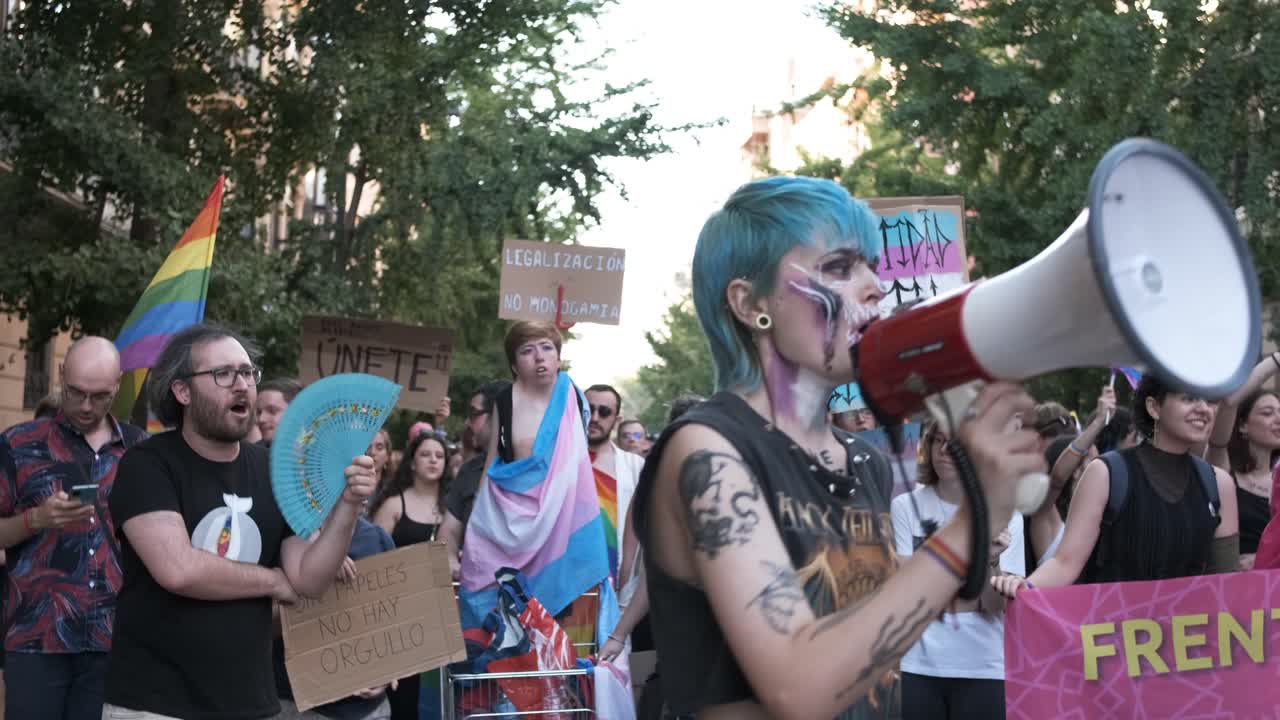 GRANADA, SPAIN - JUNE 28, 2022: Many people at the pride manifestation, LGBT+ community