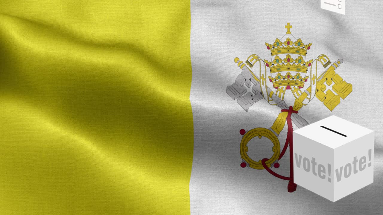 Ballots fly to box for Vatican City Holy selection - Ballot box in front of flag