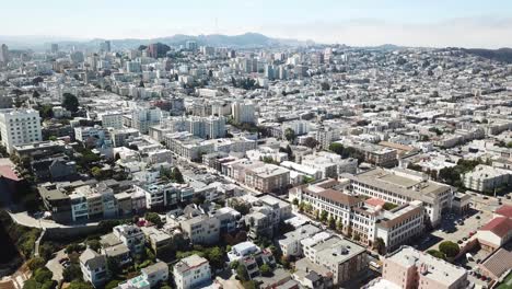 san francisco neighbourhood aerial pan down to street-view