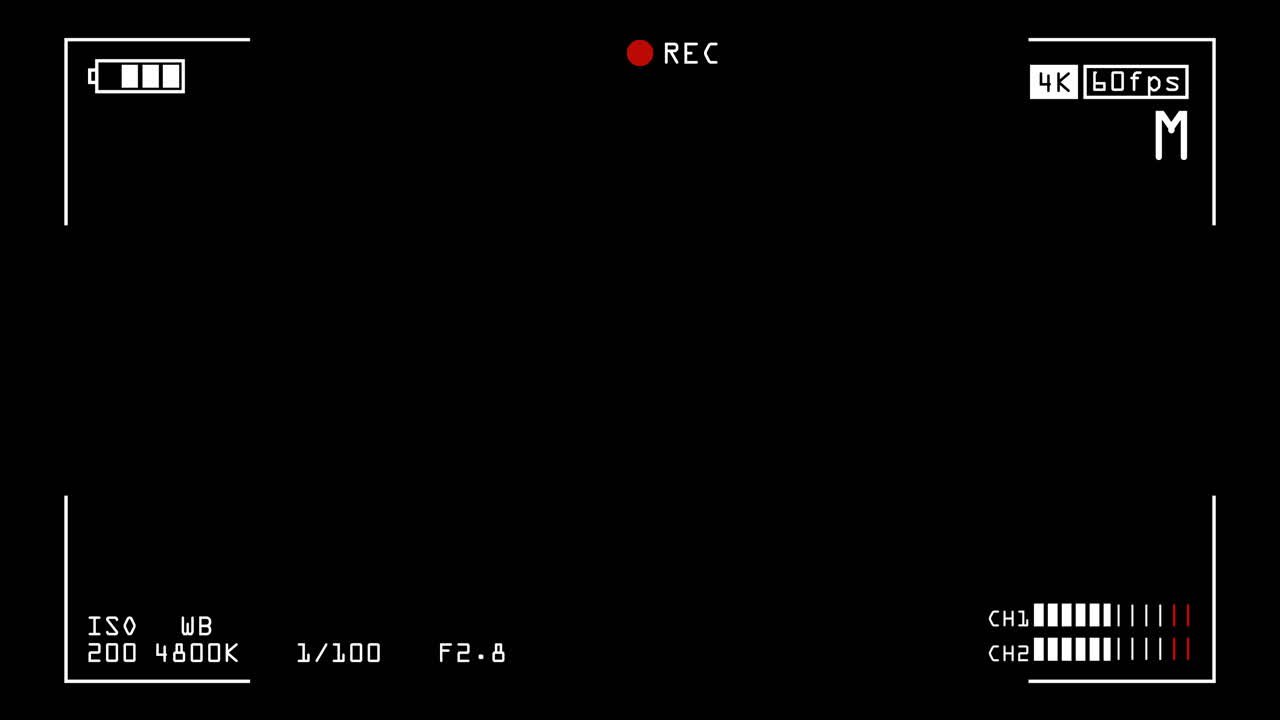 Digital Camera Recording Interface Overlay with Black Background