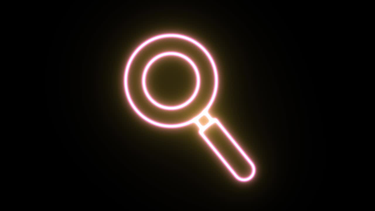 Neon light icon animation. 4K UHD black background.