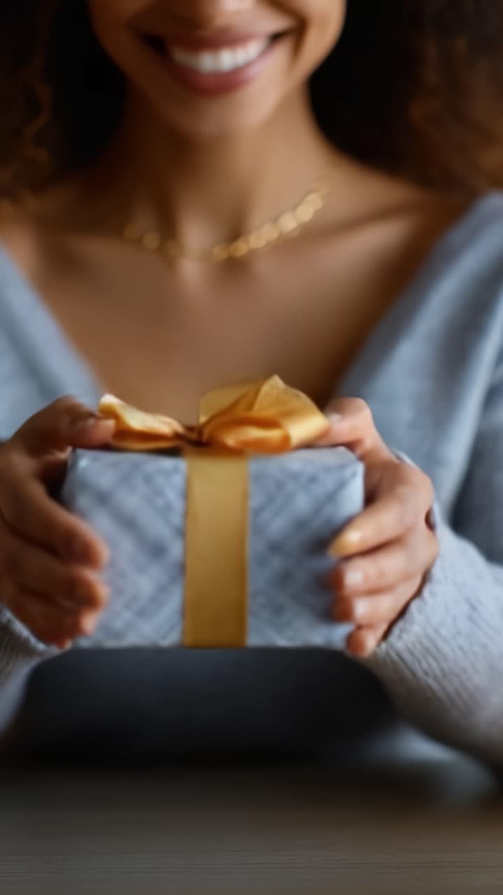 Un momento gioioso di scartare un regalo: Celebrare occasioni speciali con amici e persone care, abbracciando l'emozione e l'attesa delle sorprese.